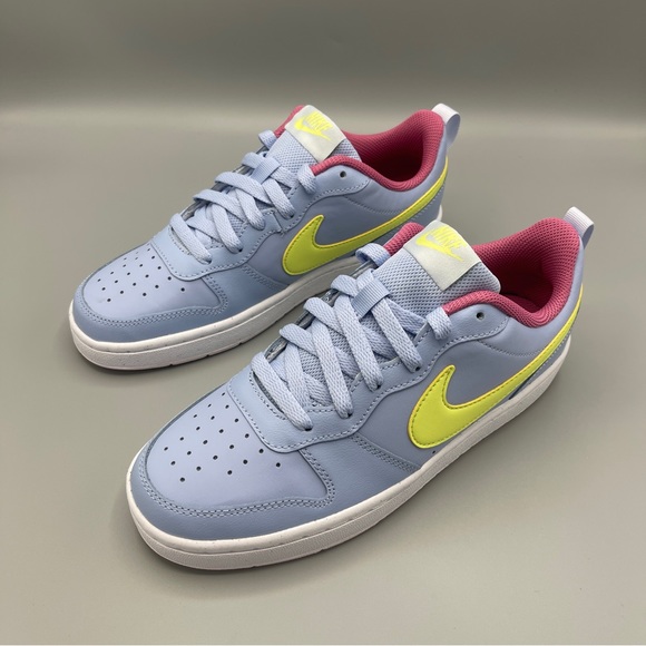 Nike Court Borough 2 Low -6.5Y Cobalt Bliss and Light Lemon Twist Women's Size 8 - Picture 4 of 14